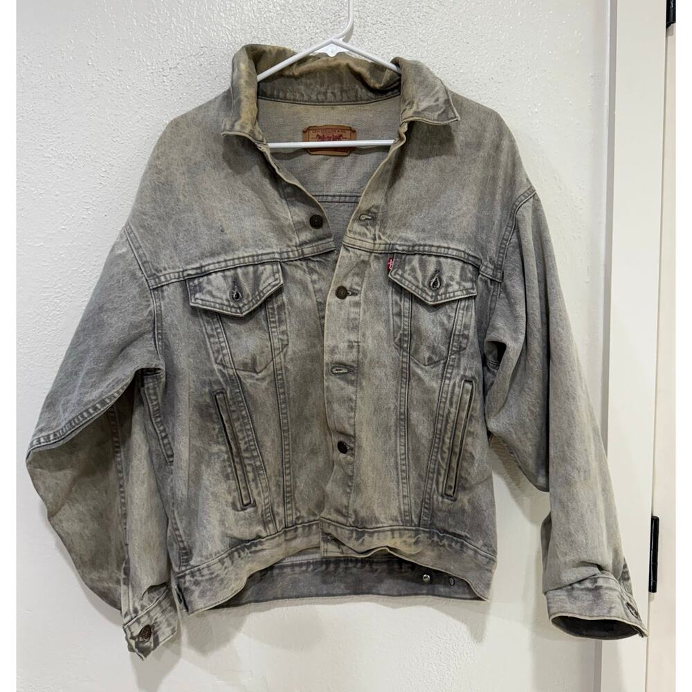 Vintage Levi's Men's Denim Trucker Jacket Grey Light Wash 70507 Size Medium